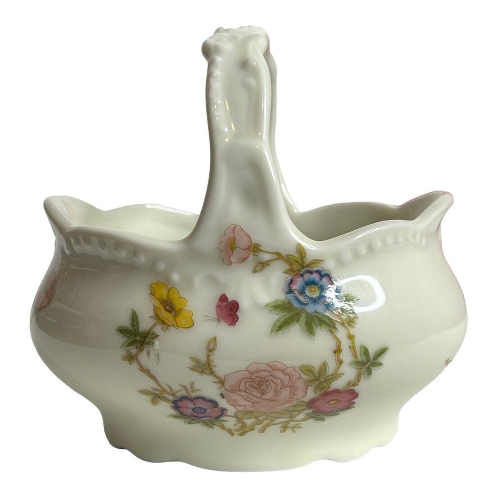 Takahashi San Francisco Porcelain Basket Floral Butterfly Trinket Dish Japan‎